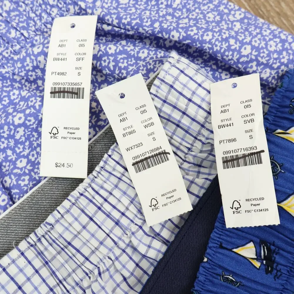 NWT J.Crew Men's 100% Cotton Printed Boxer Bundle Set of 3 Size Small